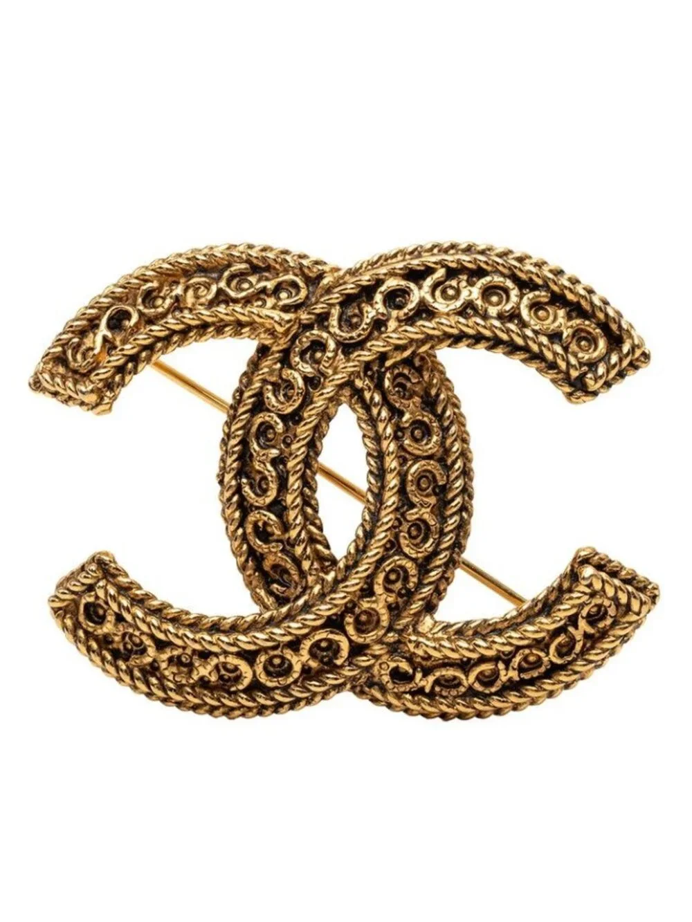 Chanel Vintage CC Logo Brooch Gold Plated